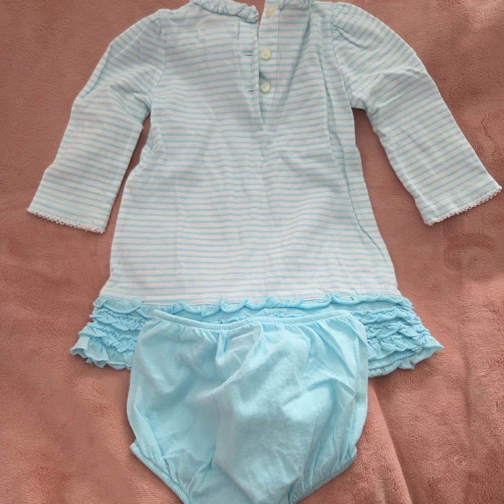 Ralph Lauren Aqua and White Dress And Striped Romper